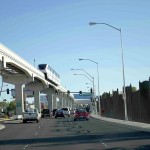 Las Vegas traffic and tram Las Vegas traffic and tram